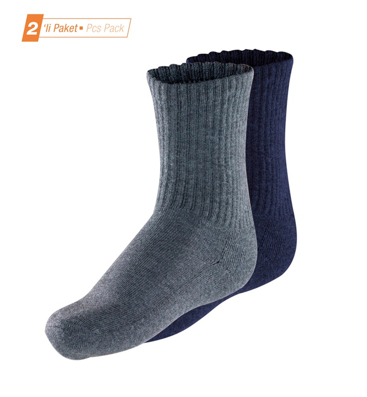 Çocuk Termal Çorap 2. Seviye 2'li Paket 9995 - Lacivert Gri