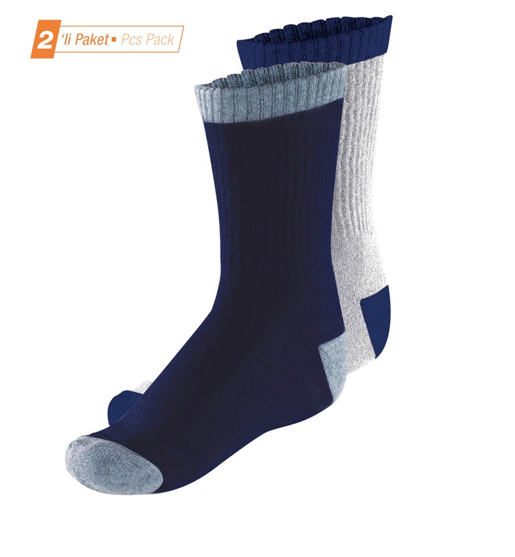 Çocuk Termal Çorap 2. Seviye 2'li Paket 9996 - Lacivert Gri