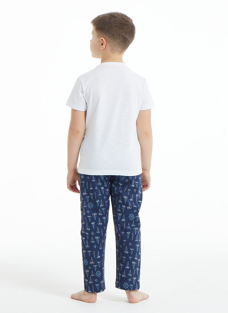 Erkek Çocuk Pijama Takımı 30839 - Beyaz - Thumbnail