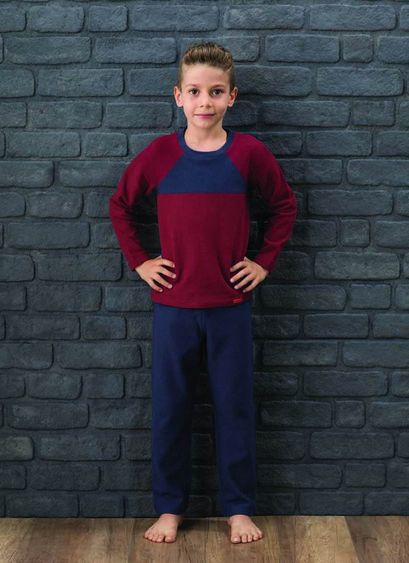 Erkek Çocuk Pijama Takımı 7565 - Lacivert Bordo