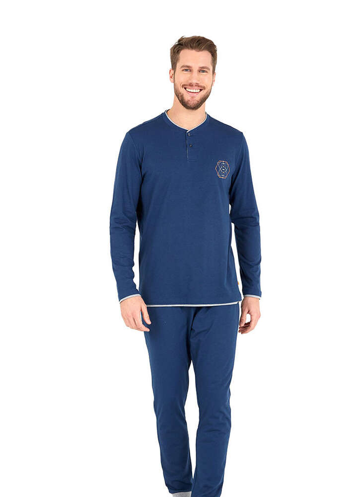 Erkek Pijama Takımı 30718 - Mavi - Thumbnail