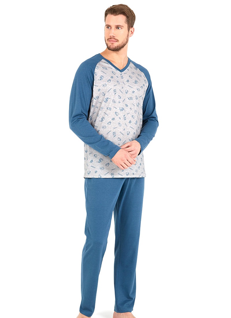 Erkek Pijama Takımı 30745 - Mavi - Thumbnail
