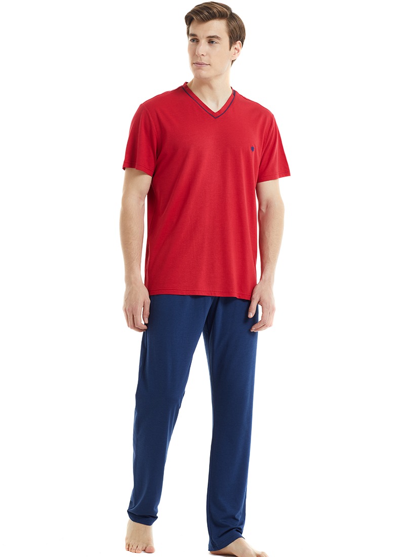 Erkek Pijama Takımı 30815 - Kırmızı 3lü Set