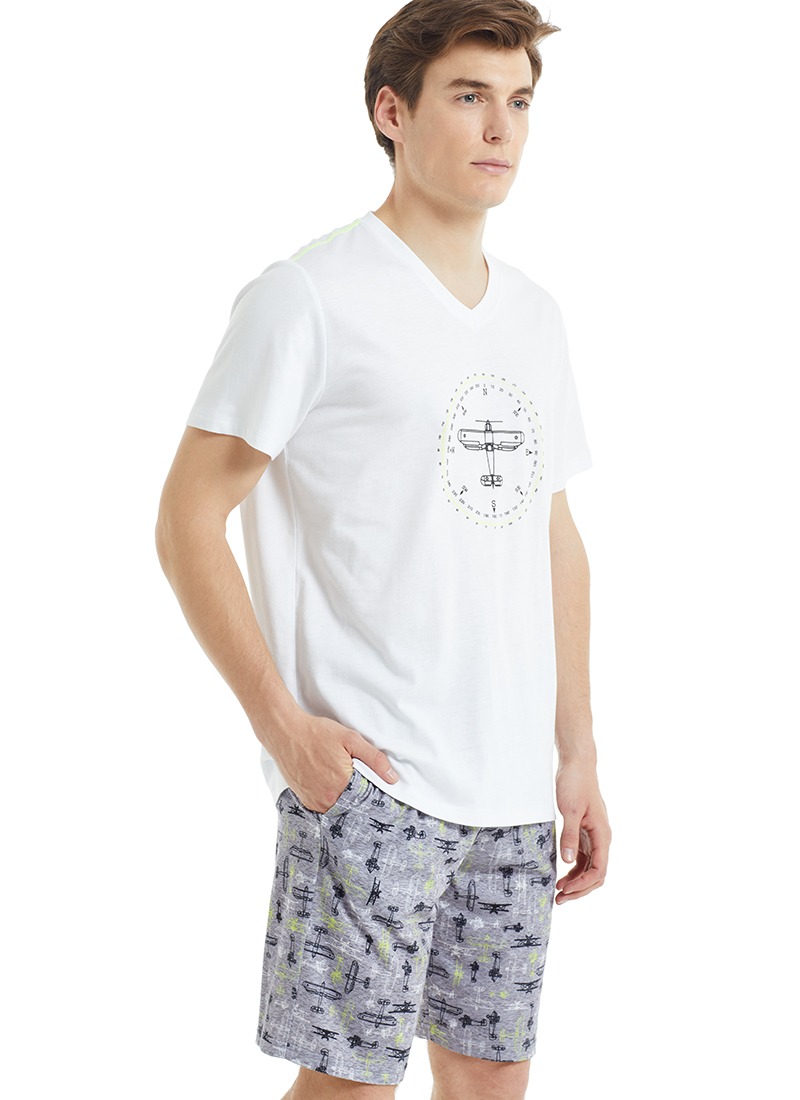 Erkek Pijama Takımı 30880 - Beyaz - Thumbnail