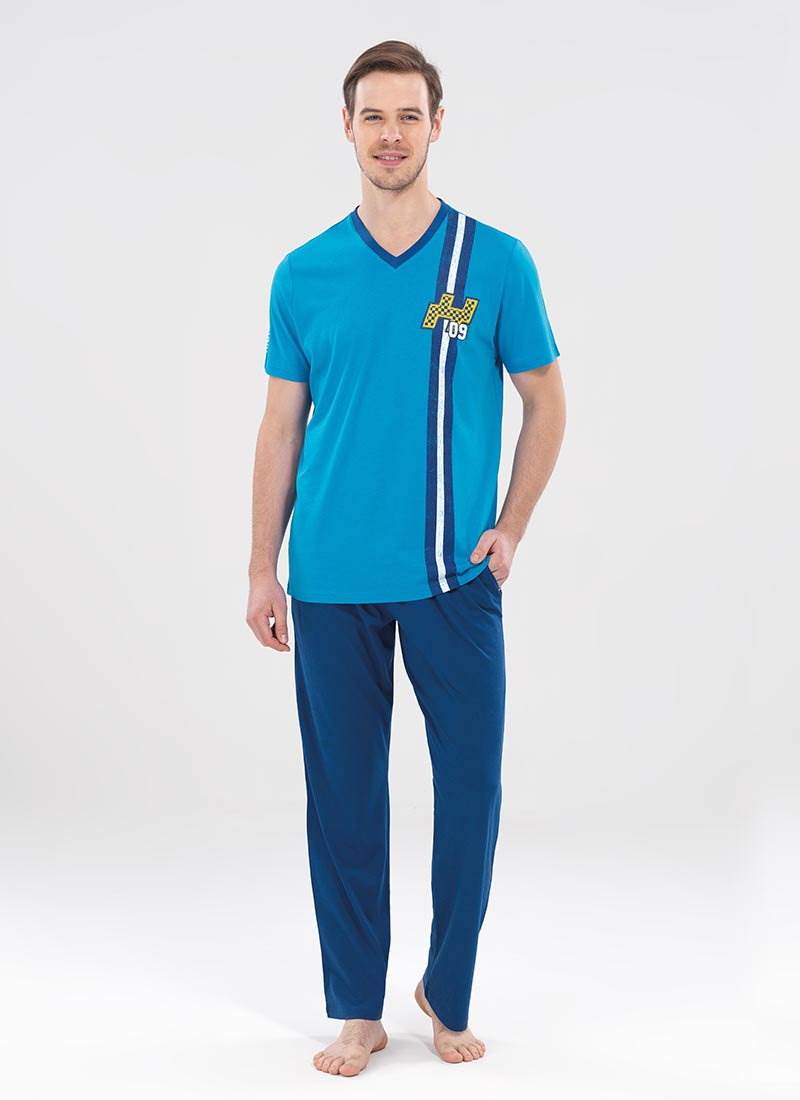 Erkek Pijama Takımı 7617 - Mavi
