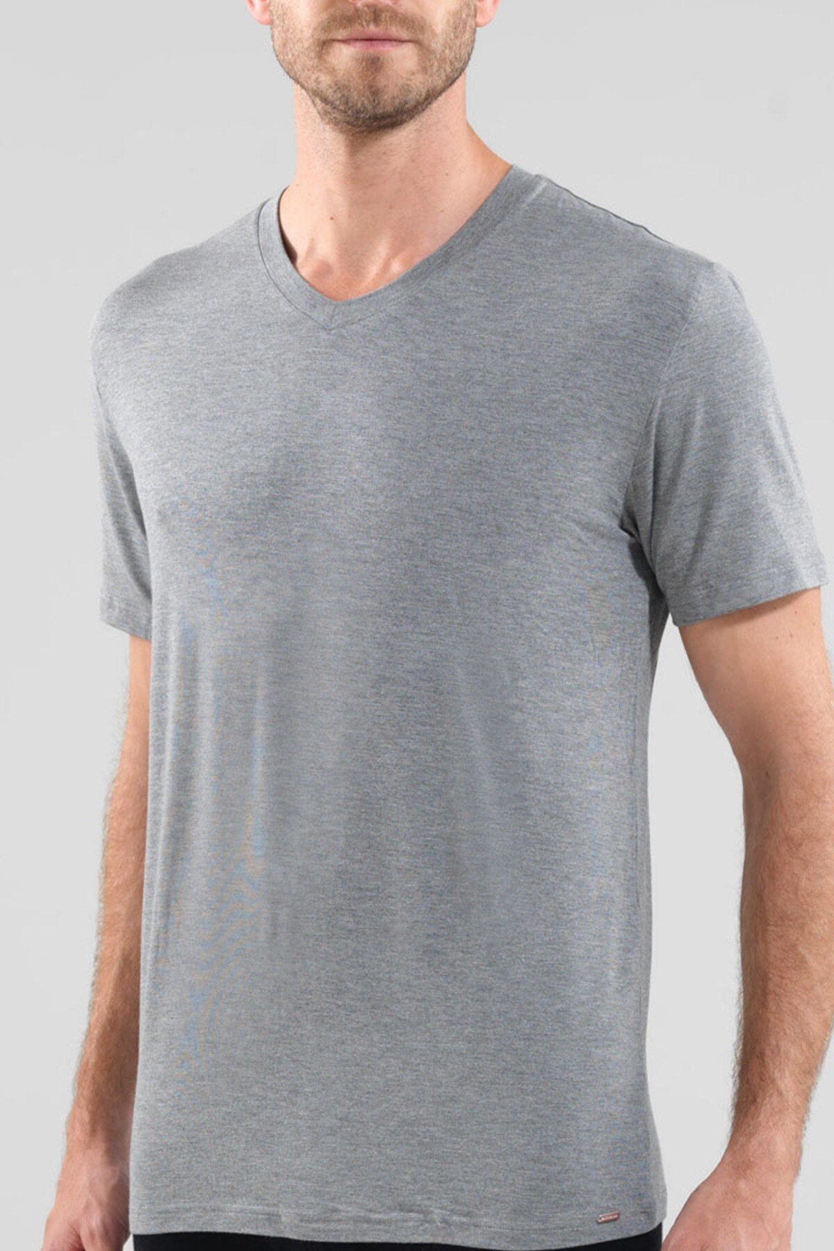 Erkek T-Shirt Silver 9308 - Gri Melanj