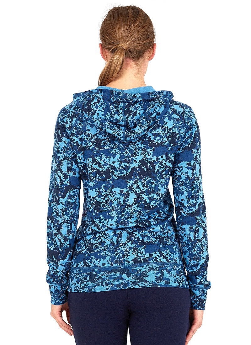 Kadın Termal Kapşonlu Sweatshirt 2. Seviye 6194 - Mavi Çizgi Desenli