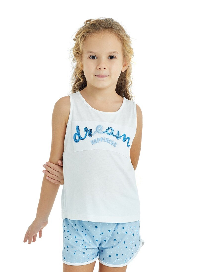 Kız Çocuk Pijama Takımı 50818 - Beyaz - Thumbnail