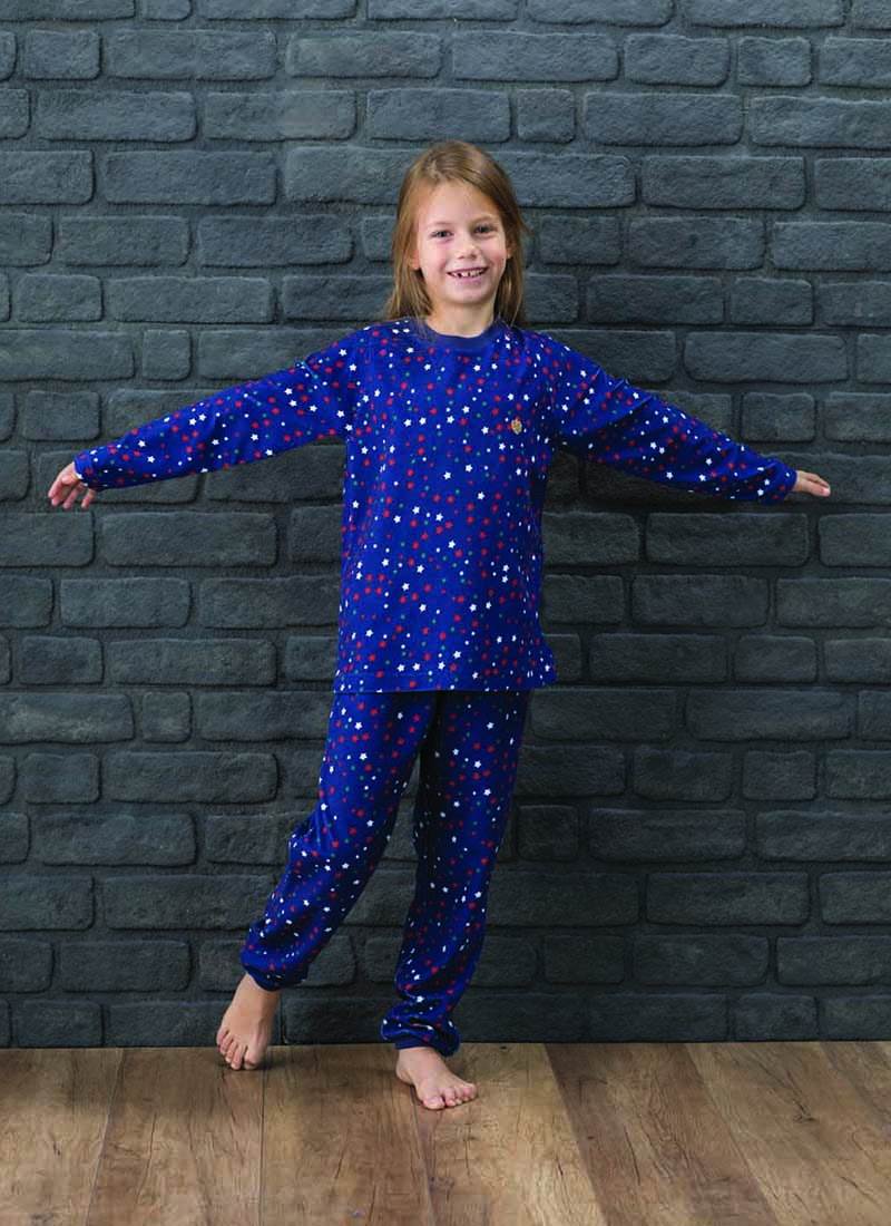 Kız Çocuk Pijama Takımı 6137 - Yıldız Baskılı