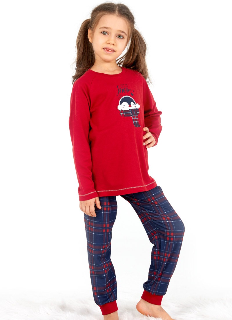 Kız Çocuk Uzun Pijama Takımı 50697 - Kırmızı - Thumbnail