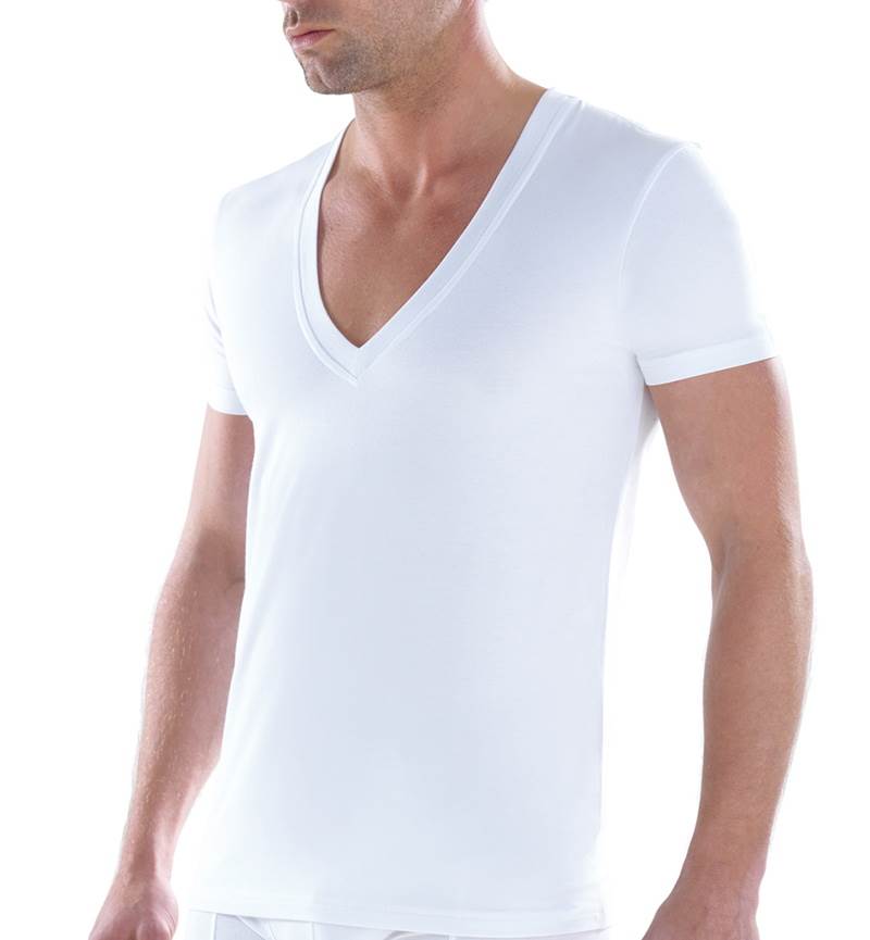Erkek Tshirt Derin V Yaka Tender Cotton 9212 - Beyaz